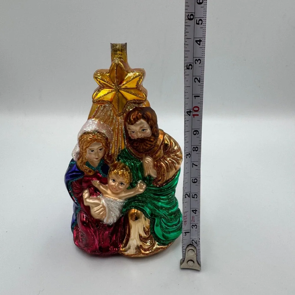 Old World Christmas Nativity Ornament Glass Holy Family Star Missing Hanger - Picture 7 of 7